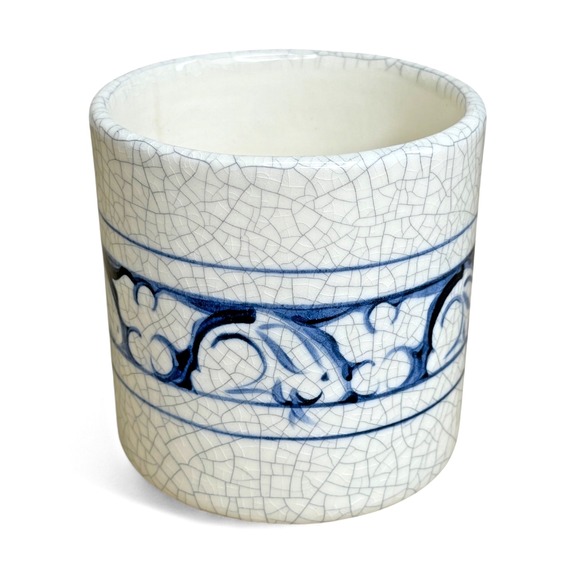 Vintage 1989 Dedham Pottery Rabbit Mug - Potting Shed Blue Crackle Glaze Design - Picture 2 of 8